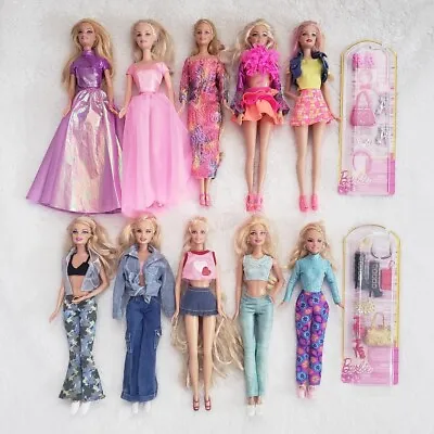 Lot Of 10 90s 2000s Barbie Dolls W/ 2 New Fashionistas Accessories Packs • $40