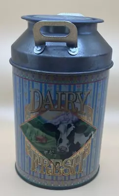 Dairy Goodness Collectible Milk Tin Can Canister Holstein Cow Farmhouse Rustic • $15.99