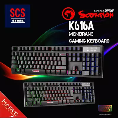 Marvo Scorpion K616A Gaming Keyboard 3 Colour LED Backlit • £9.99