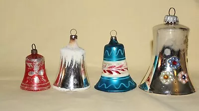 Lot 4 Random Vintage Mercury Glass Bells Holiday Christmas Ornaments • $12.95