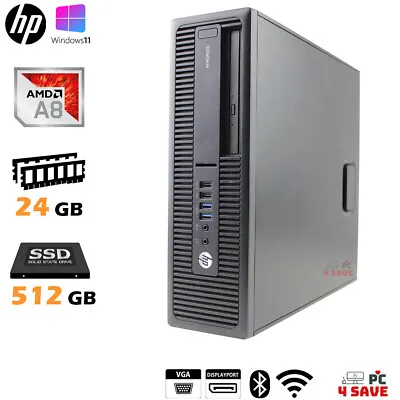 HP A8-9600 CPU | 24GB RAM | 512GB SSD 705 G3 WiFi Bluetooth Windows 11 Computer • $159.99