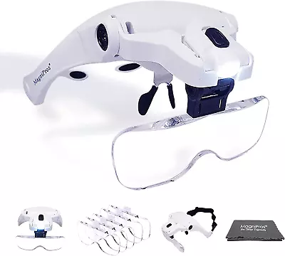 MagniPros LED Illuminated Headband Magnifier Visor Hands Free Magnifier New • $23.48