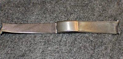 Vintage Mens Metal SS Watch Band Mesh W/Curved EndW-5/8  L- 5 1/4  AA47NOS • $24.95