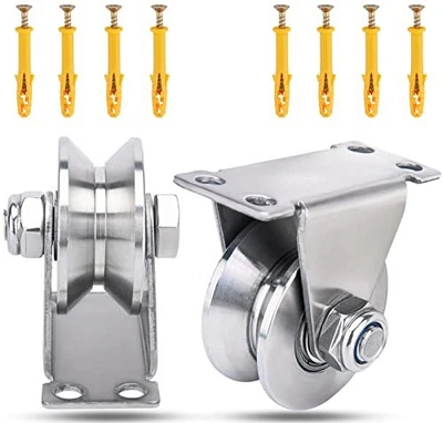 $28.28 • Buy 2 Inch V Groove Wheel Pulley Stainless Steel Sliding Gate Wheels2 Pack Heavy D