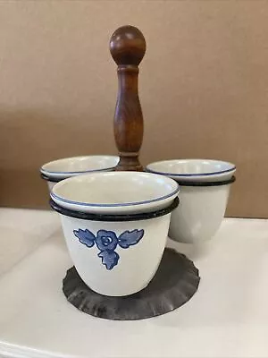 VTG Pfaltzgraff Yorktowne Condiment Set Rotating Dip Bowl Caddy With 3 Bowls • £19.27