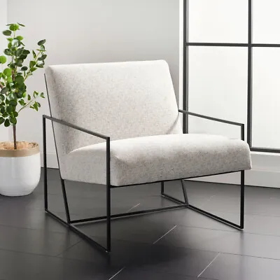SAFAVIEH Atheris Arm Chair | Light Grey / Black | • $488.99