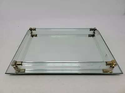 Vintage Mirror Dresser Vanity Tray Glass (?) Rails 1950s Decor Mid Century  • $34.99