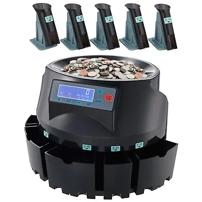 VEVOR USD Coin Sorter Coin Counter Wrapper And Roller 300 Coins/min LCD Display • $126.99