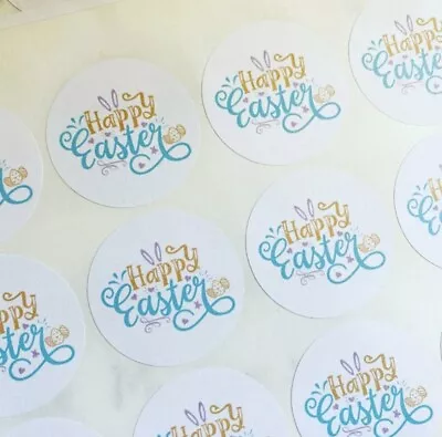 Happy Easter Stickers 4cm Matte Packaging Labels Self Adhesive • £1.99