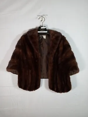 Vtg Samuels Genuine Mink Fur Cape Stole Vest Dark Brown Made In Kankakee IL USA • $24.95