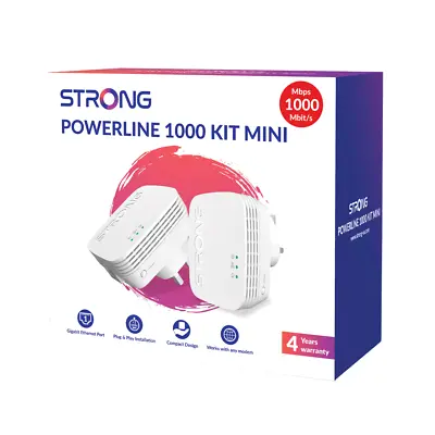 Strong 1000Mbps Mini Powerline Ethernet Home Plug Gaming TV Adapter Twin Pack UK • £39.99