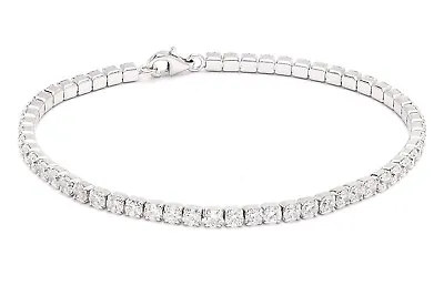 .925 Sterling Silver Brilliant 3 Mm Round Cubic Zirconia Tennis Bracelet • $22.88