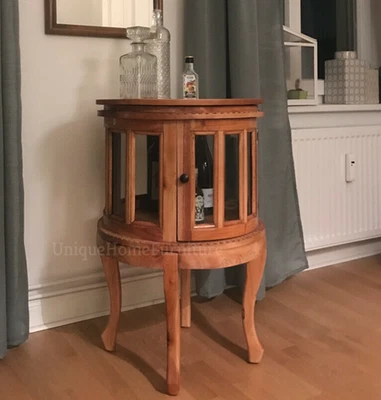 £219.90 • Buy Tea Display Cabinet Glass Storage Unit Antique Drinks Chest Solid Mahogany Tray