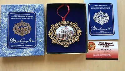 George Washington Masonic Commemorative Ornament 1994  24 KT Gold Finish Vernon • $26.52