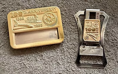 IAM MACHINISTS & AEROSPACE UNION 100th ANNIVERSARY NAMEPLATE & MONEY CLIP 1988 • $39.99