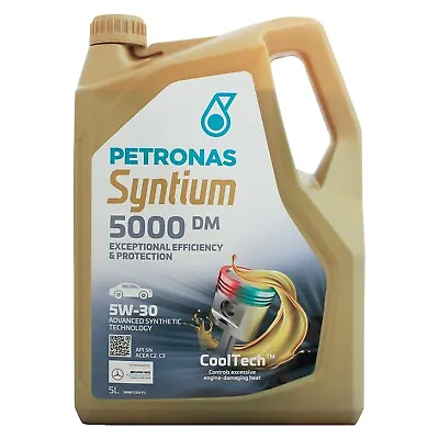 PETRONAS Syntium 5000 DM 5W-30 5W30 Fully Synthetic Car Engine Oil - 5 Litres 5L • £33.95