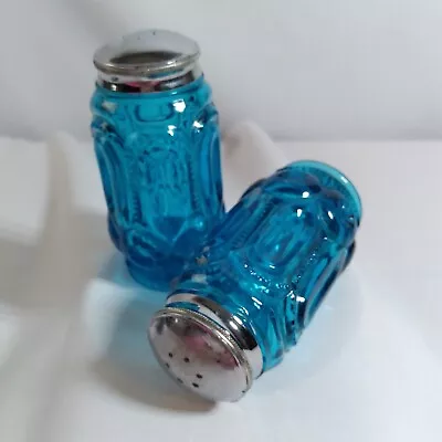 Blue Glass Moon & Stars Salt And Pepper Shakers LE Smith • $32.99