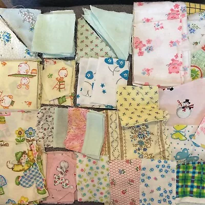 Vintage Baby / Nursery -  Scraps Pieces Of Fabric For Sewing Quilting Crafts • $14.99