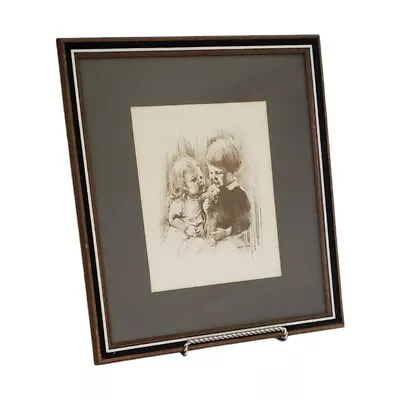 Leo Jansen Framed Charcoal Sketch Of Boy And Girl Artist Signed • £58.38