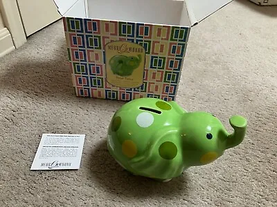 Gorham Merry Go Round Pitter Patter Green Polka Dot Elephant Bank - New In Box  • $22.99