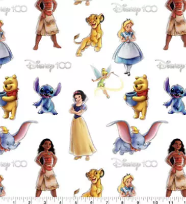 Disney Characters 100th Year Anniversary Celebration Cotton Fabric By Yd Free US • $13.25