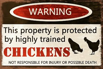 Beware Of The Chickens Aluminium Metal Sign Retro Bar Vintage Wall Office Garage • £4.75