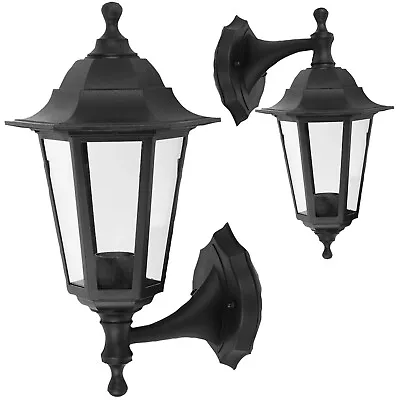 Wall-Mounted Outdoor Lantern Style Lamp Garden Light 250x165 Black • £12.46