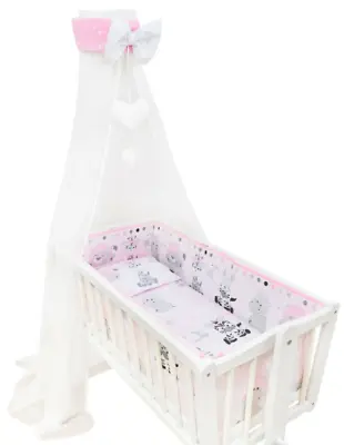 Canopy Holder Bar Drape Mosquito Net With Ribbon CRIB/CRADLE Sweet Animals Pink • £23.99