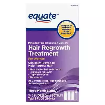 Women's Hair Regrowth Topical Solution 2% Minoxidil Equate 3 Months • $20.65