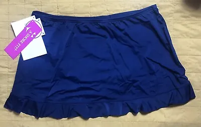 NEW NWT A Shore Fit Woman Swim Skirt Navy Blue Flutter SIZE 24W Plus Size • $29.99