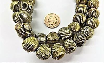  Strand Of Fancy Brass  African Trade Beads    Collection AF59  Bin Q • $48