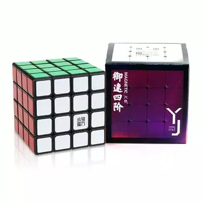 YJ YuSu V2 M 4x4x4 Black Magnetic Magic Cube Speed Cube Ship From USA • $13.95