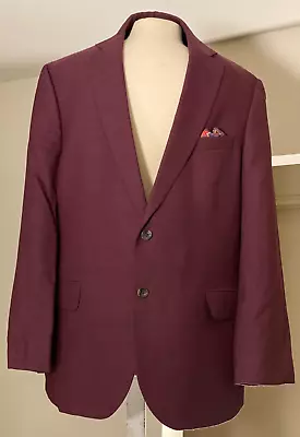 Mens 46R Jos A Bank Reserve Sport Coat Blazer Jacket Burgundy Wool Bemberg • $49.99