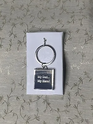 Fathers Day Dad Hero Gift Double Photo Picture Frame Silver Tone Keychain Charm • $10.99