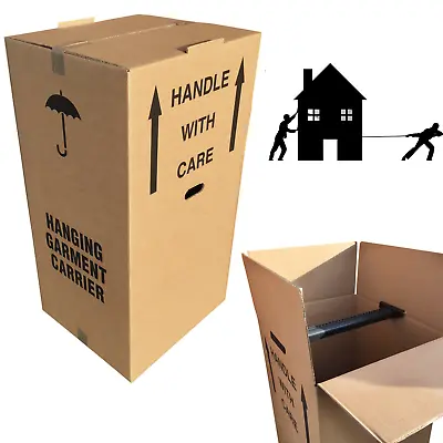 Cardboard WARDROBE BOXES 20x18x38  For Moving/Packing/Removal/Organiser/Storage • £14.40