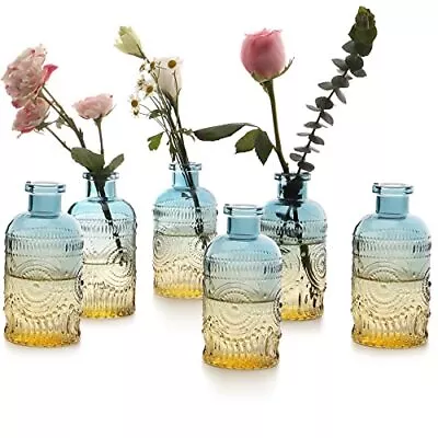 6 Pack Vintage Clear Bud Vases Glass Bottles For Centerpieces Home Decor • $25.75