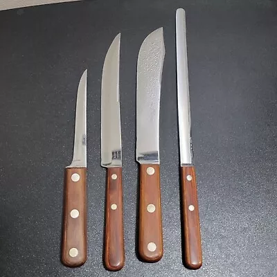 VTG Case XX 4 Pc Kitchen Knife Set + 2 Ekco Stainless Flint Pairing Knife Block • $89.95