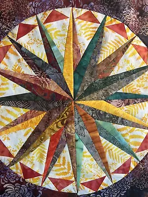 Batik Mariners Compass Quilt Block Scrappy And Gorgeous! • $13.50