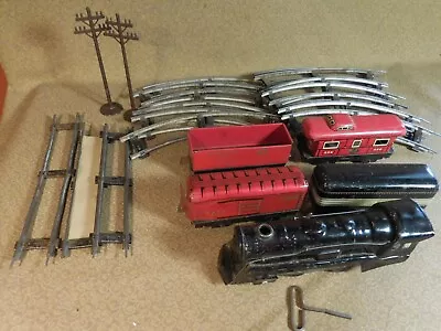 Vintage Marx Tin Litho Wind Up Train Set W Locomotive Cars Track • $34.99