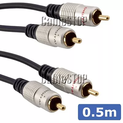 £3.75 • Buy 50cm Pro Audio OFC 2 X RCA Phono Plugs To Plugs Cable Lead Gold 0.5m