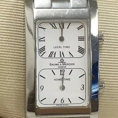 Baume & Mercier Hampton MV045121 Classic Dual Time White Dial Men's Quartz Watch • $360