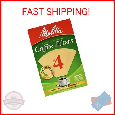 Melitta Super Premium No. 4 Coffee Paper Filter Natural Brown 100 Count • $6.20