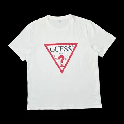 GUESS X A$AP ROCKY Classic Logo Spellout Graphic Short Sleeve T-Shirt XL White • £22
