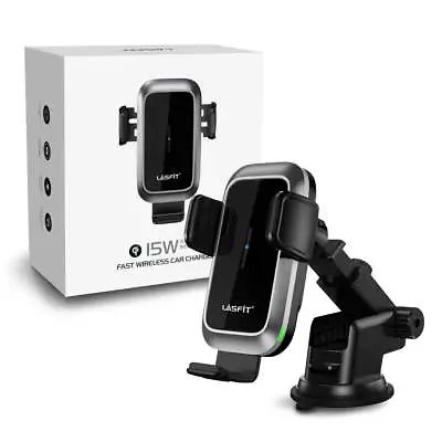 Lasfit Charger Car Mount Phone Holder Fast Charging 15W Qi Wireless For Iphone • $34.99