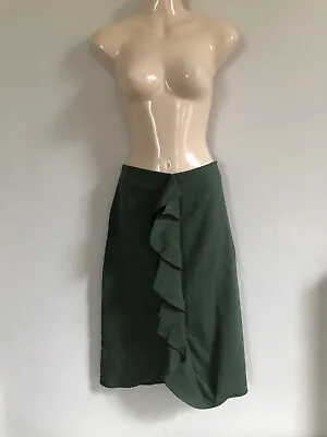 $13.41 • Buy Zara Linen-Blend Green Skirt With Waterfall Pleat - Medium - New With Tags