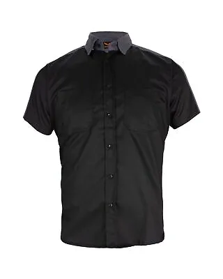 Men’s Two-Tone Black/Gray Reflective Short Sleeve Motorcycle Mechanic Shirt • $24.99