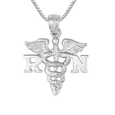 Sterling Silver RN (Registered Nurse) Pendant / CharmMade In USA Box Chain • $9.99