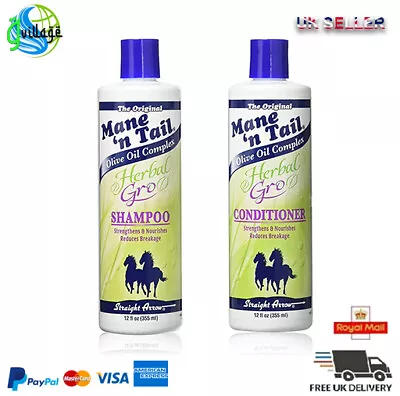 Mane 'N Tail Herbal Gro Shampoo And Conditioner Twin Pack 355ml- UK SELLER • £15.99