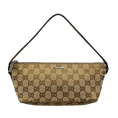 £26.90 • Buy GUCCI Bag Handbag Pouch 141809 002058 GG Canvas Brown Authentic