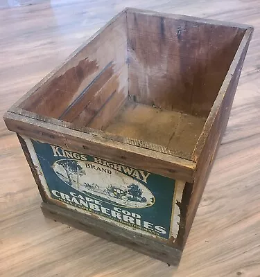 King's Highway Cranberries Hall & Cole Boston Mass Vintage Wood Crate • $49.99